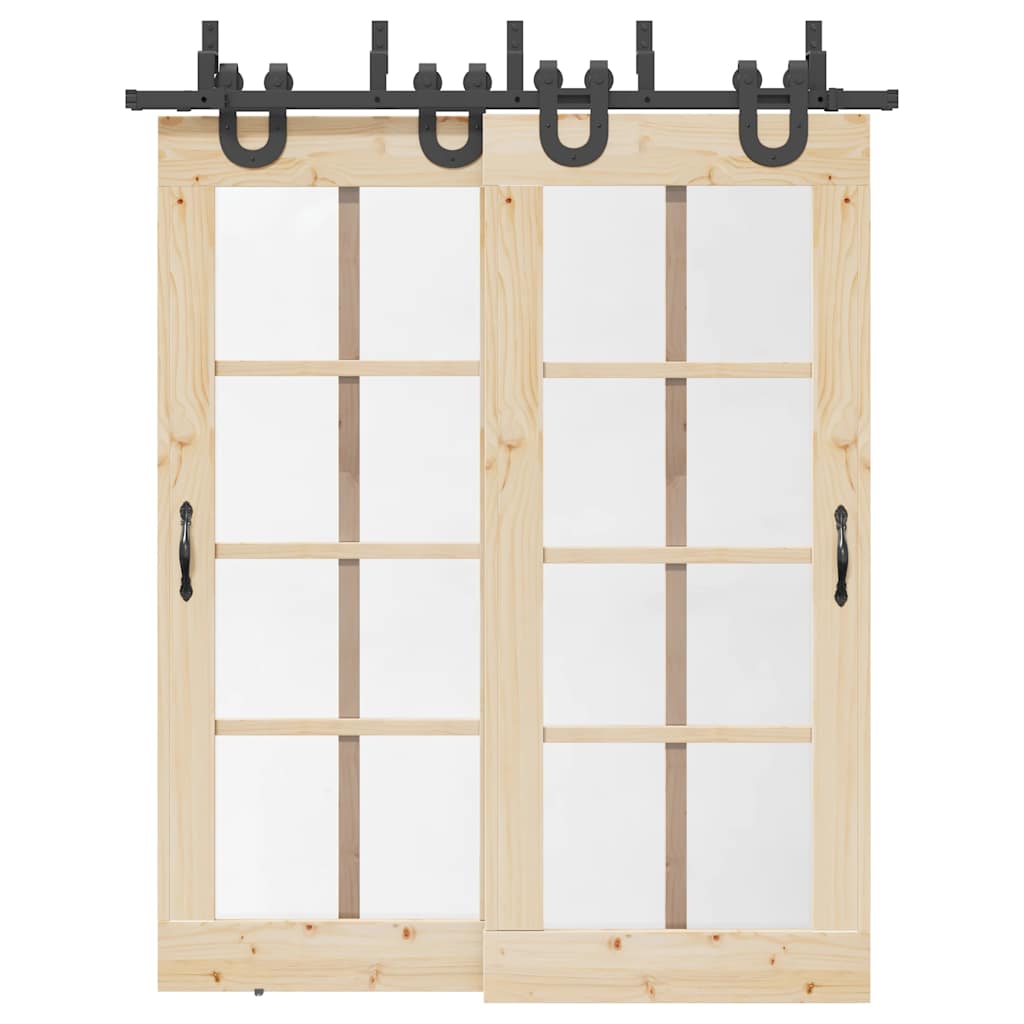 Schiebetürbeschlag-Set 183 cm Stahl Schwarz Schiebetürbeschlag-Set 183 cm Stahl Schwarz