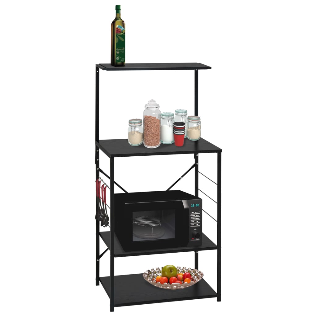 Mikrowellenregal Schwarz 60x39,6x123 cm Holzwerkstoff Mikrowellenregal Schwarz 60x39,6x123 cm Holzwerkstoff