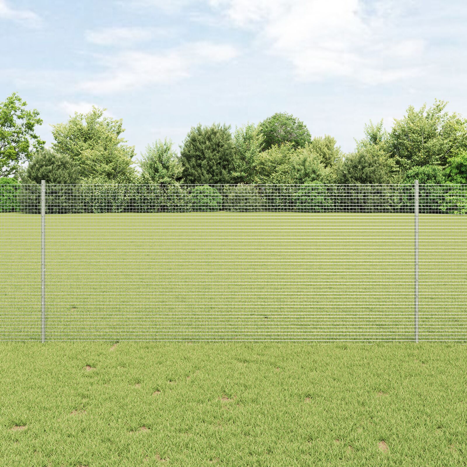 Geschweißter Drahtzaun mit 88 U-Pfosten Silber 1x100 m Stahl