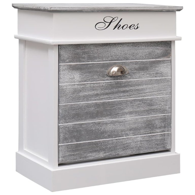 Schuhschrank Grau 50 x 28 x 58 cm Paulownia Holz Schuhschrank Grau 50 x 28 x 58 cm Paulownia Holz