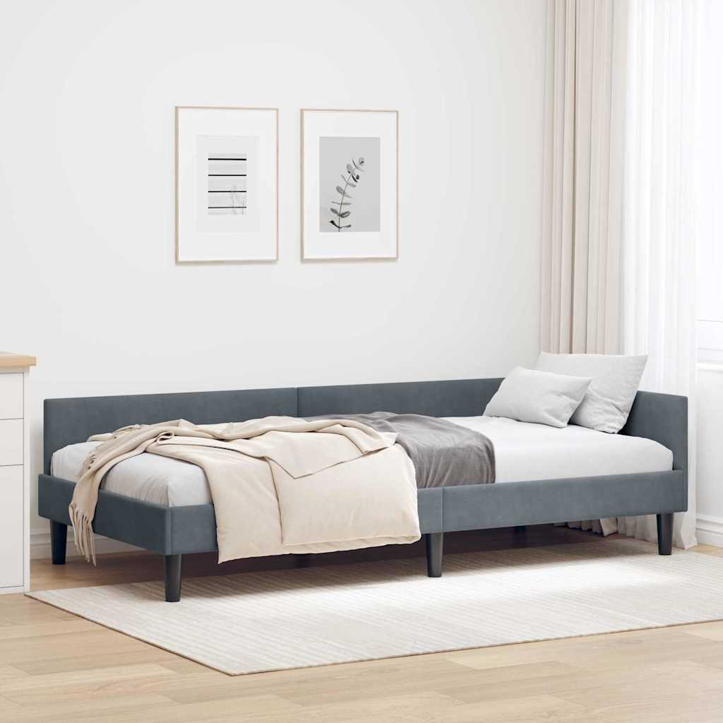 Eckbettgestell Dunkelgrau 90 x 190 cm Samt und Engineered Holz
