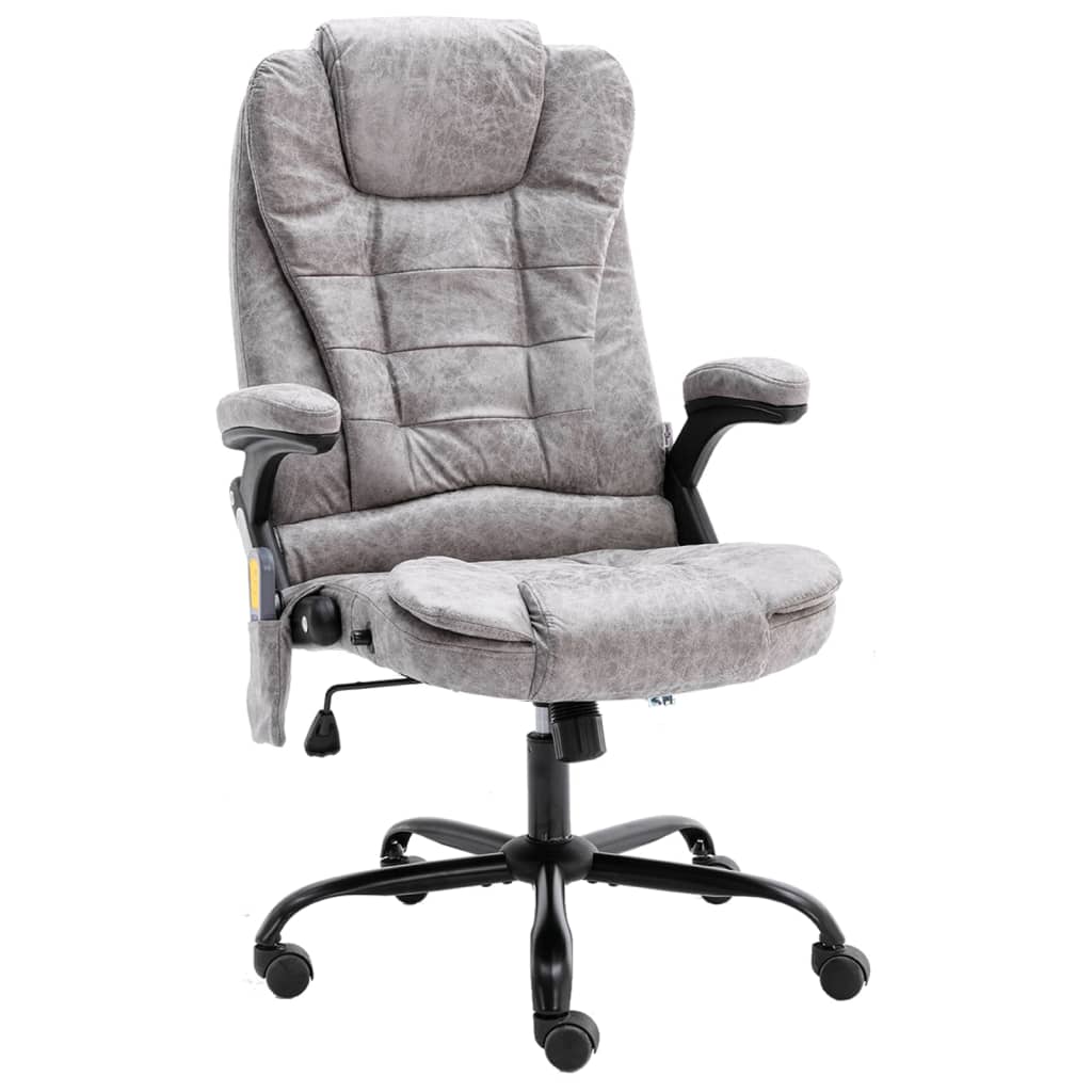 Bürostuhl mit Massagefunktion Hellgrau Wildleder-Optik Bürostuhl mit Massagefunktion Hellgrau Wildleder-Optik