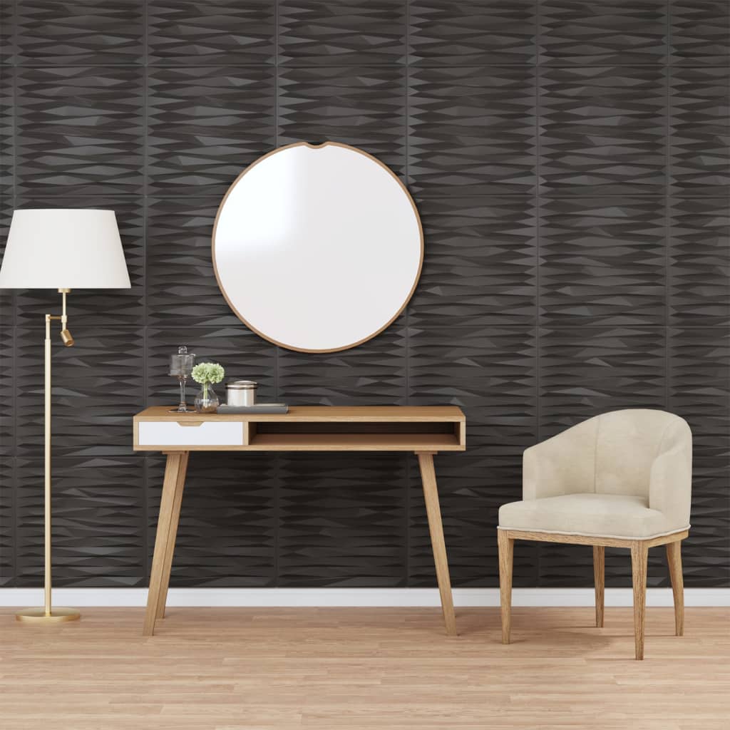 Wandpaneele 12 Stk. Schwarz 50x50 cm XPS 3 m² Stein Wandpaneele 12 Stk. Schwarz 50x50 cm XPS 3 m² Stein
