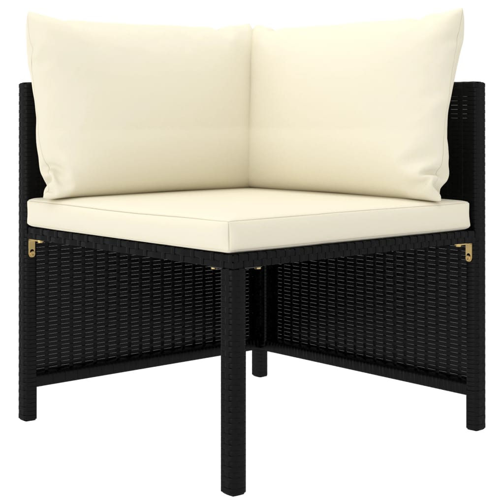 Modular-Ecksofa mit Kissen Schwarz Poly Rattan Modular-Ecksofa mit Kissen Schwarz Poly Rattan