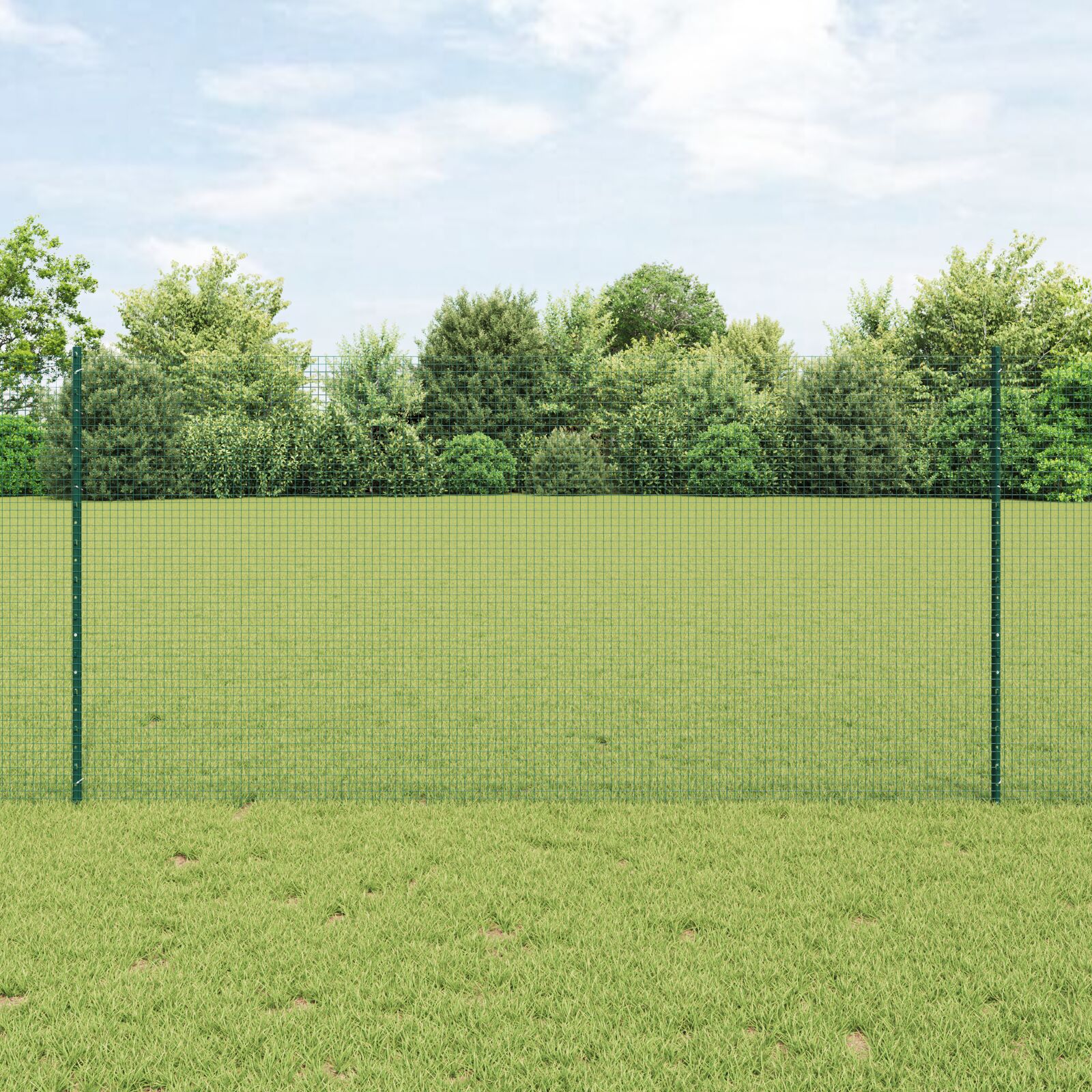 Schweißdrahtzaun mit 5 U Pfosten Grün 1.2x10 m aus Stahl