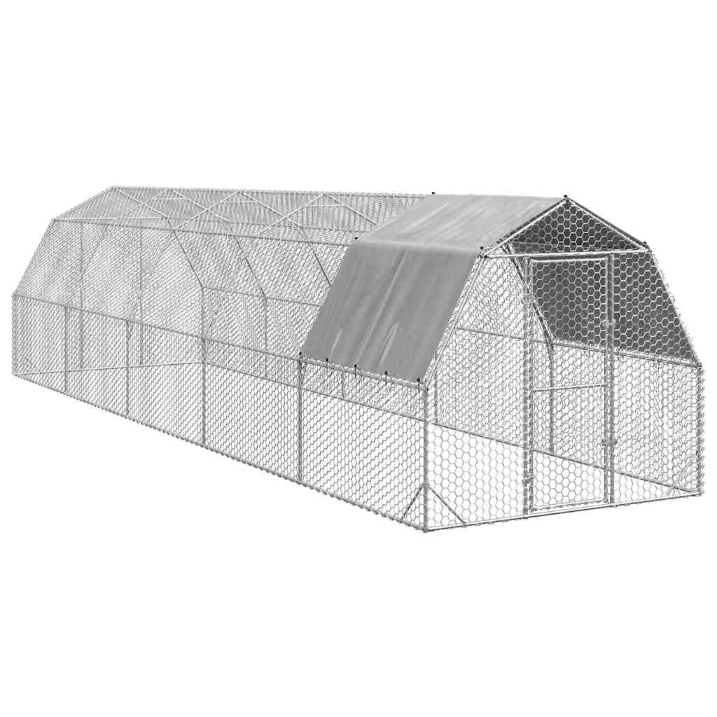 Hühnerstall mit Dach 2,5x10x2,25 m Verzinkter Stahl