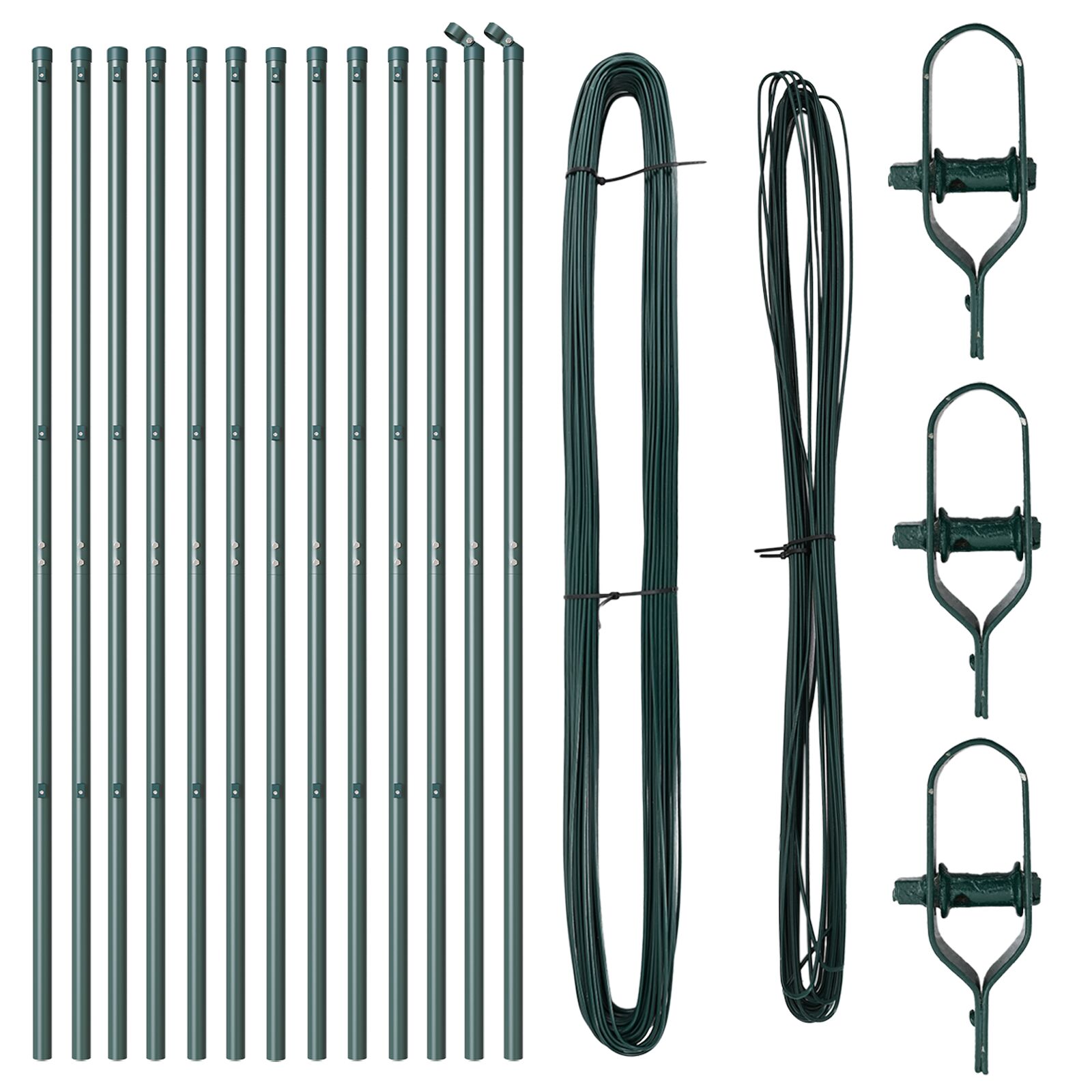 Zaunpfosten 13 Stück Grün Ø32 mm 190 cm Galvanisiertes Stahl