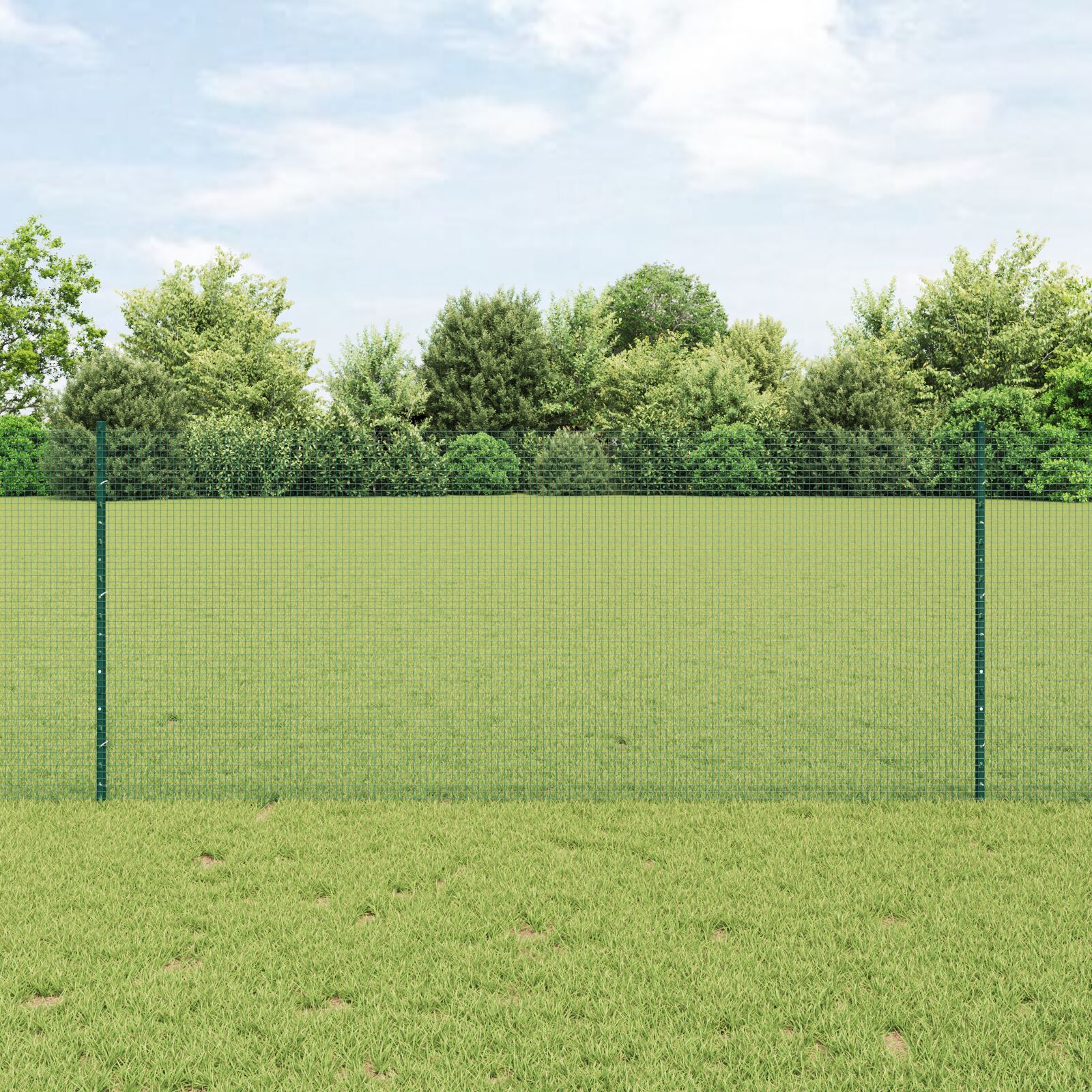 Schweißdrahtzaun mit 22 U-Pfosten Grün 1x50 m Stahl