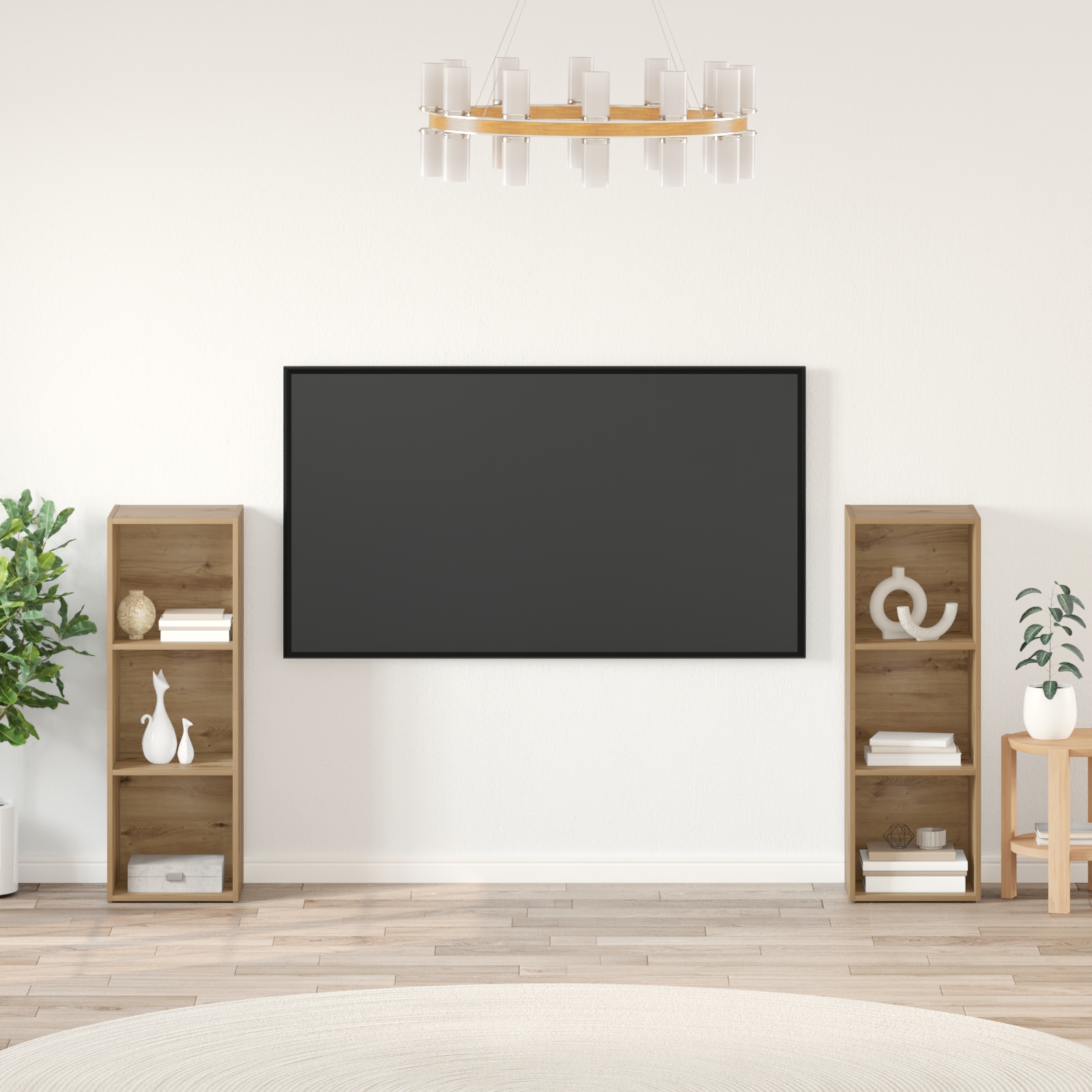 TV-Schrank-Set 2 pcs Handwerklich gefertigter Eichenholz TV-Schrank-Set 2 pcs Handwerklich gefertigter Eichenholz