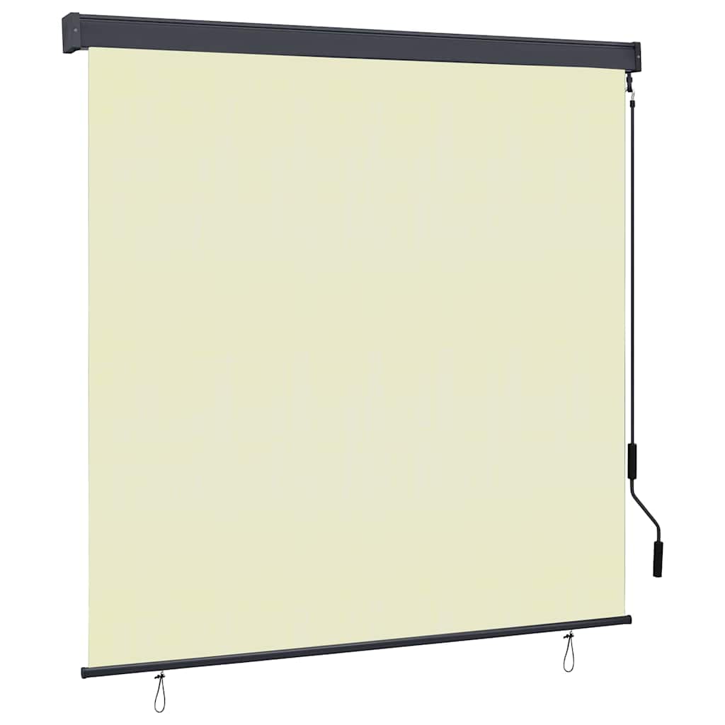 Outdoor Rollo Gestreift Verstellbar Creme 180 x 250 cm Stoff Outdoor Rollo Gestreift Verstellbar Creme 180 x 250 cm Stoff