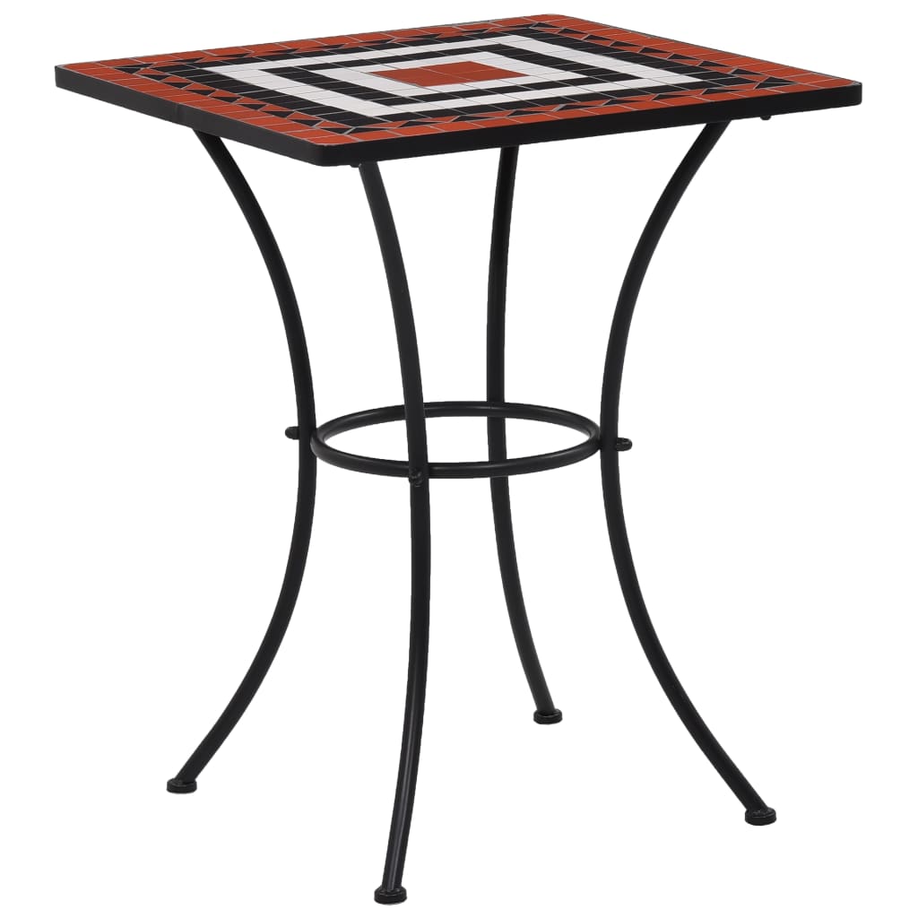 Mosaik-Bistrotisch Terrakotta und Weiß 60 cm Keramik Mosaik-Bistrotisch Terrakotta und Weiß 60 cm Keramik