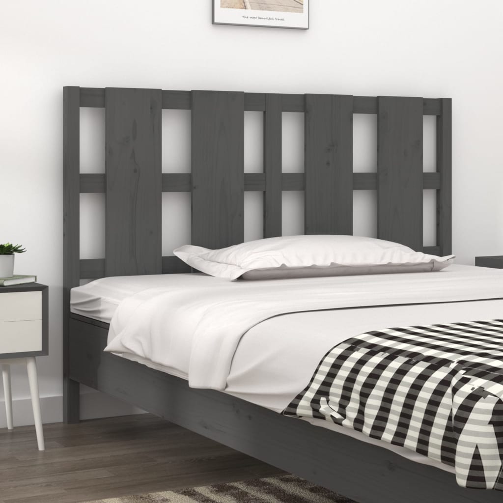 Bett-Kopfteil Grau 125,5x4x100 cm Massivholz Kiefer Bett-Kopfteil Grau 125,5x4x100 cm Massivholz Kiefer