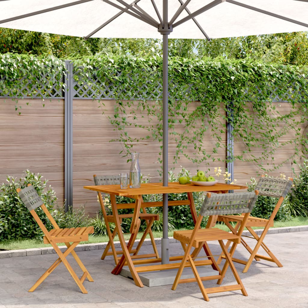Gartenstühle 4 Stk. Klappbar Grau Poly Rattan & Massivholz Gartenstühle 4 Stk. Klappbar Grau Poly Rattan & Massivholz