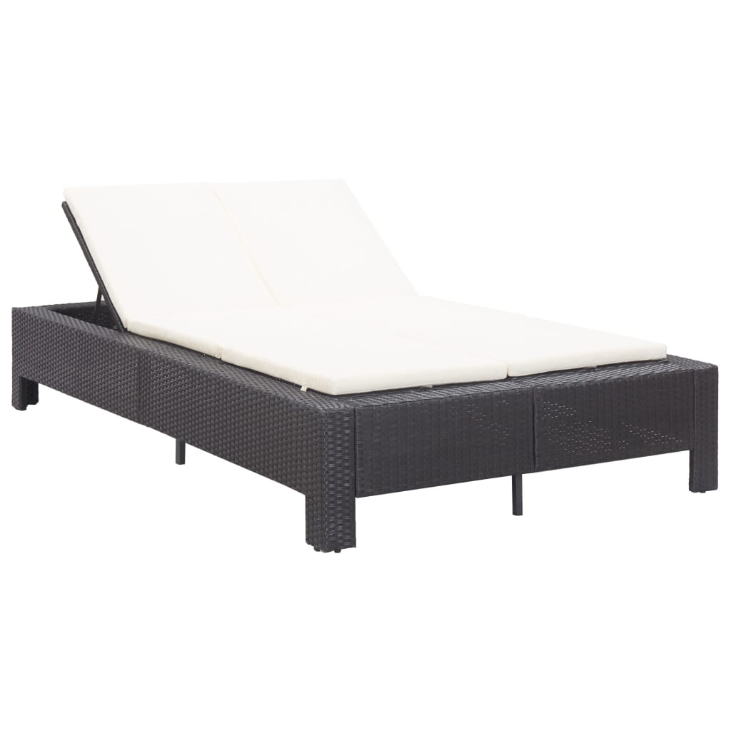2-Personen-Sonnenliege mit Auflage Schwarz Poly Rattan 2-Personen-Sonnenliege mit Auflage Schwarz Poly Rattan