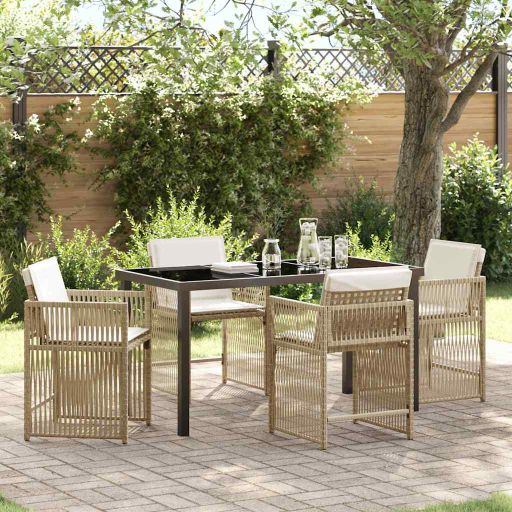 Garten Essgruppe 5 pcs Beige Poly-Rattan
