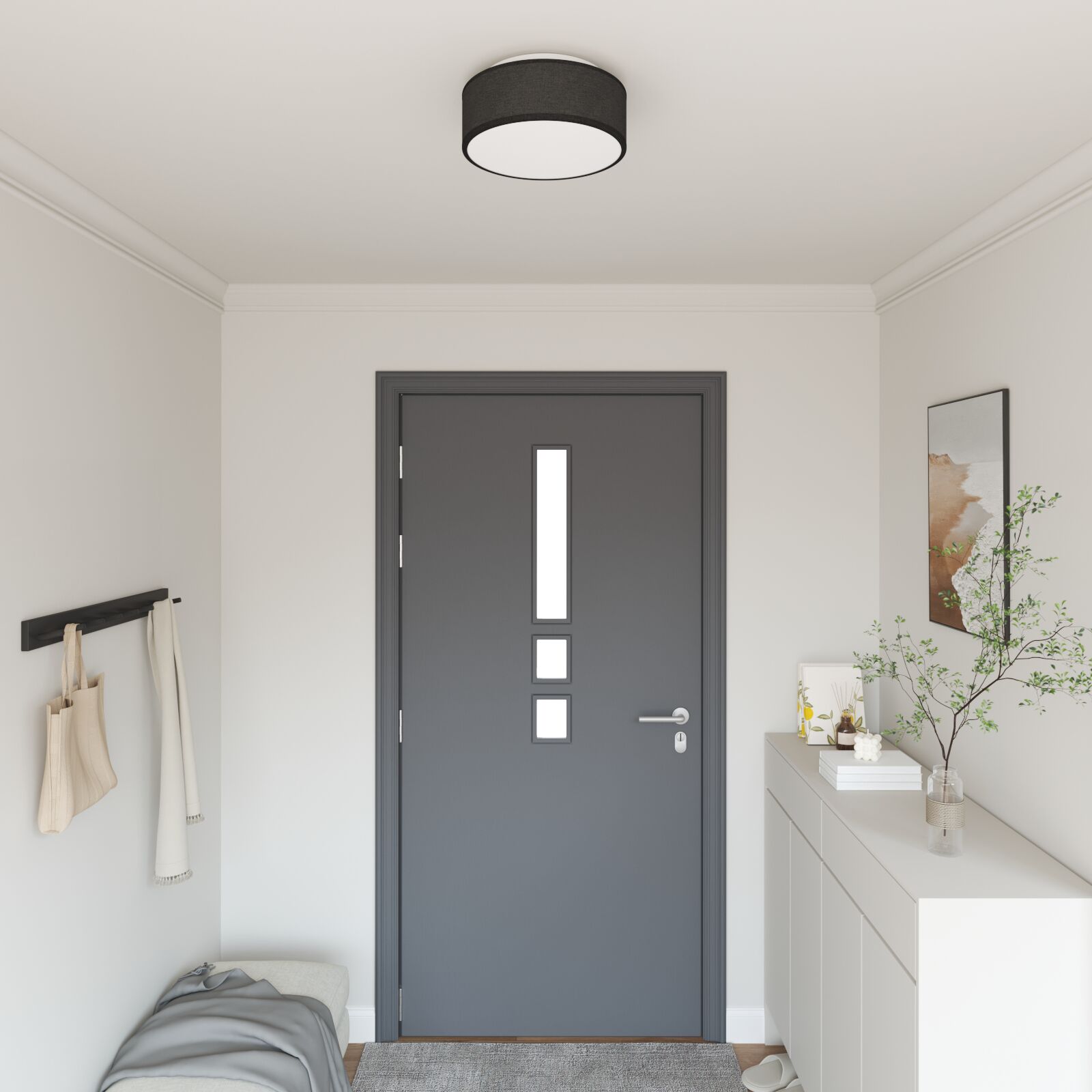 Deckenleuchte Schwarz Ø 30 cm Stoff E27 Deckenleuchte Schwarz Ø 30 cm Stoff E27