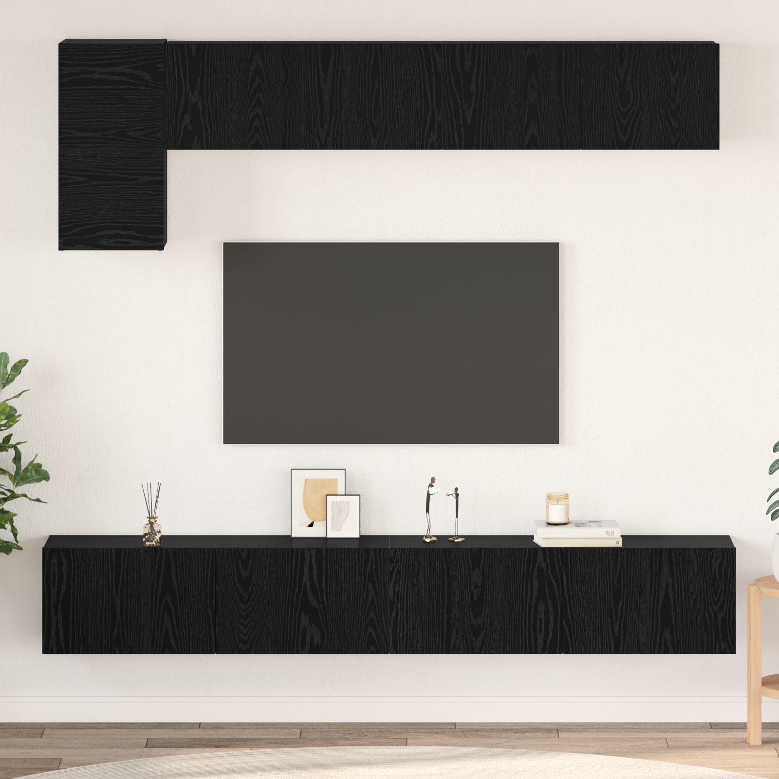 TV-Schrank-Set mit Regal Sonstiges 5 pcs Schwarz Eiche 100 x 30 x 30 cm TV-Schrank-Set mit Regal Sonstiges 5 pcs Schwarz Eiche 100 x 30 x 30 cm