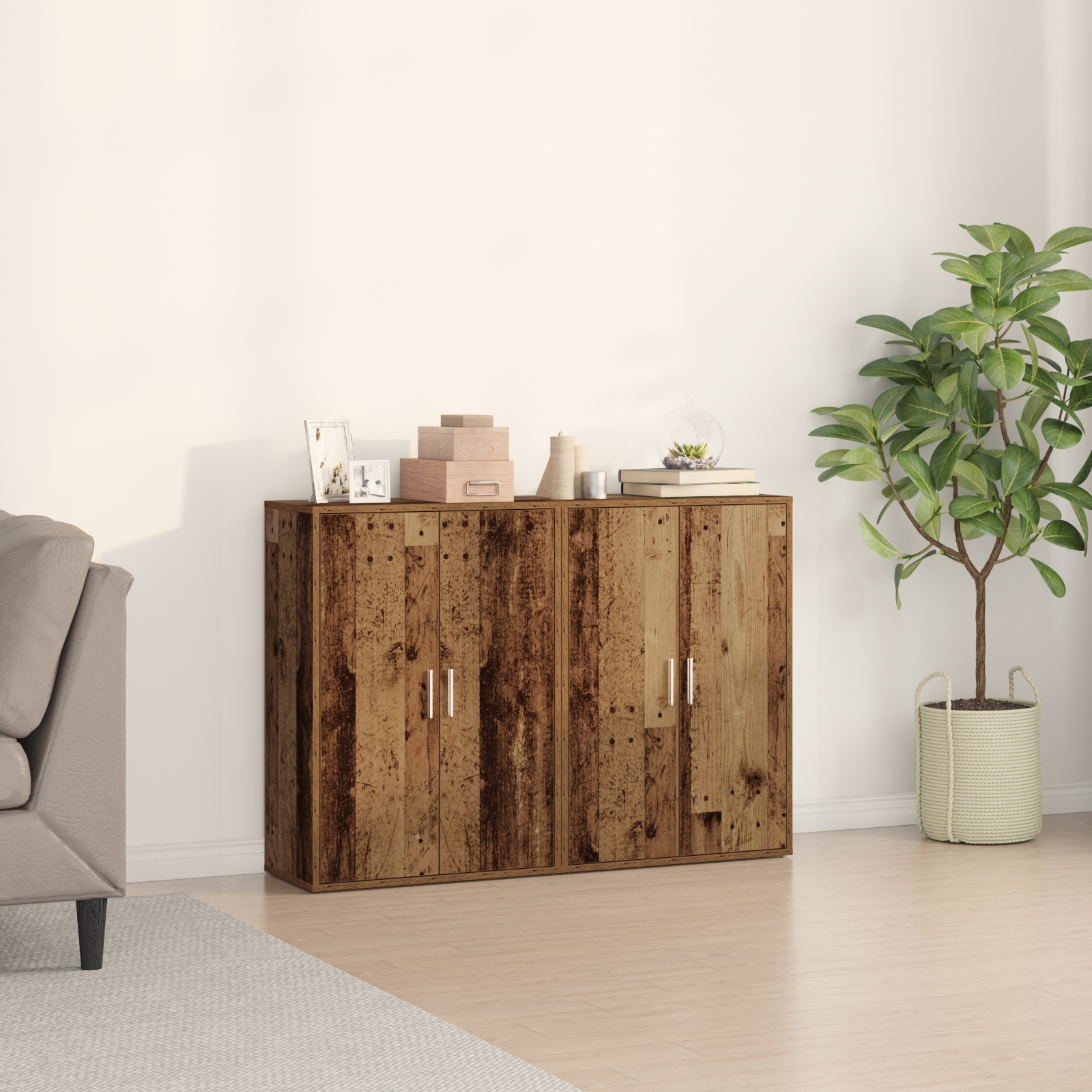 Sideboard mit Regal mit Speicher mit Tür Altholz 60 x 31 x 84 cm Holzwerkstoff