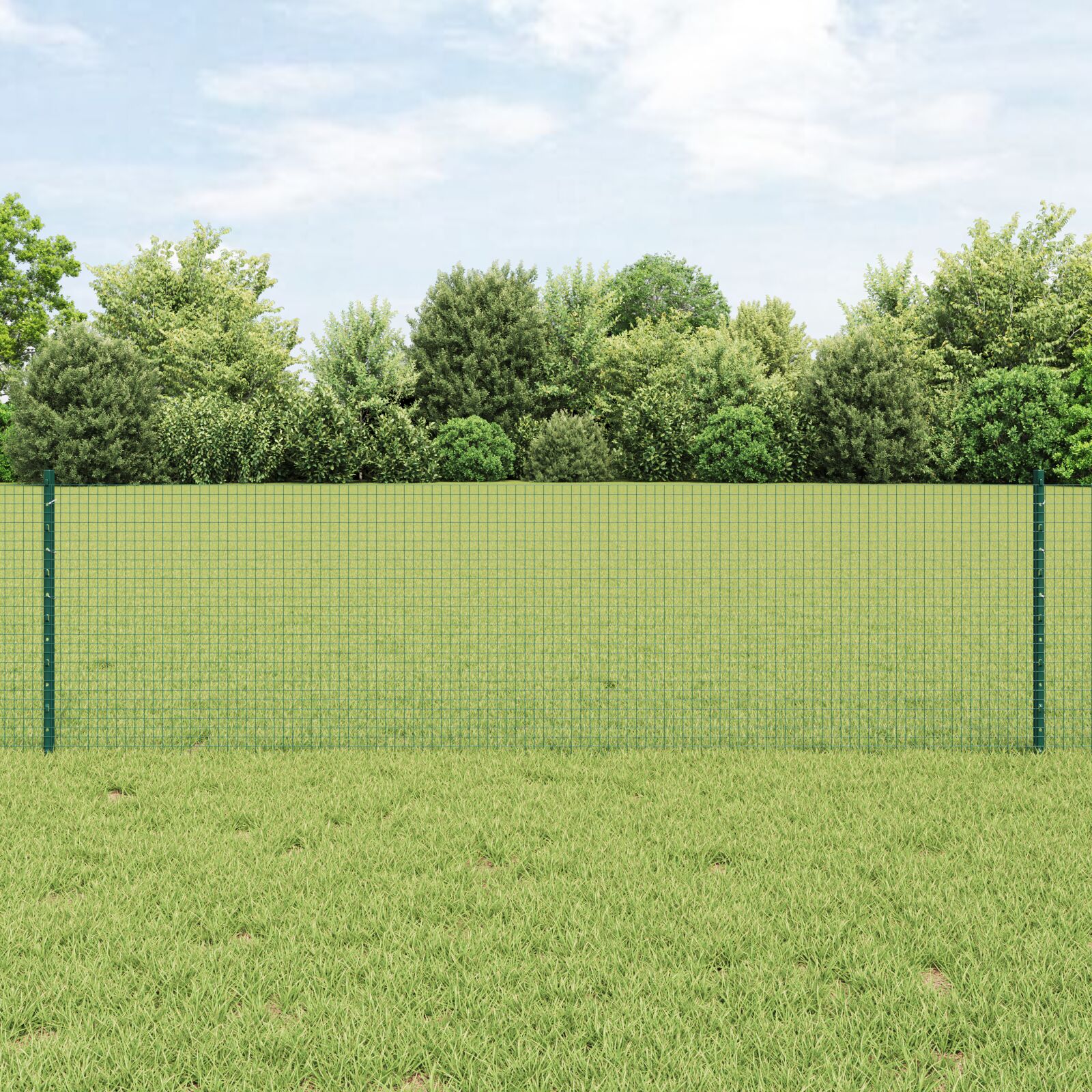 Geschweißter Drahtzaun mit 11 U-Pfosten Grün 0,6x25 m Stahl
