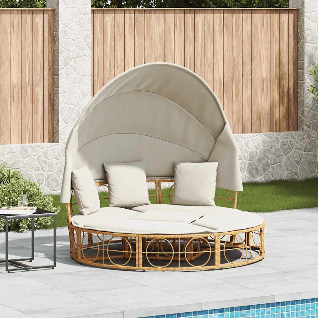 Outdoor-Loungebett mit Dach und Kissen Poly Rattan Outdoor-Loungebett mit Dach und Kissen Poly Rattan