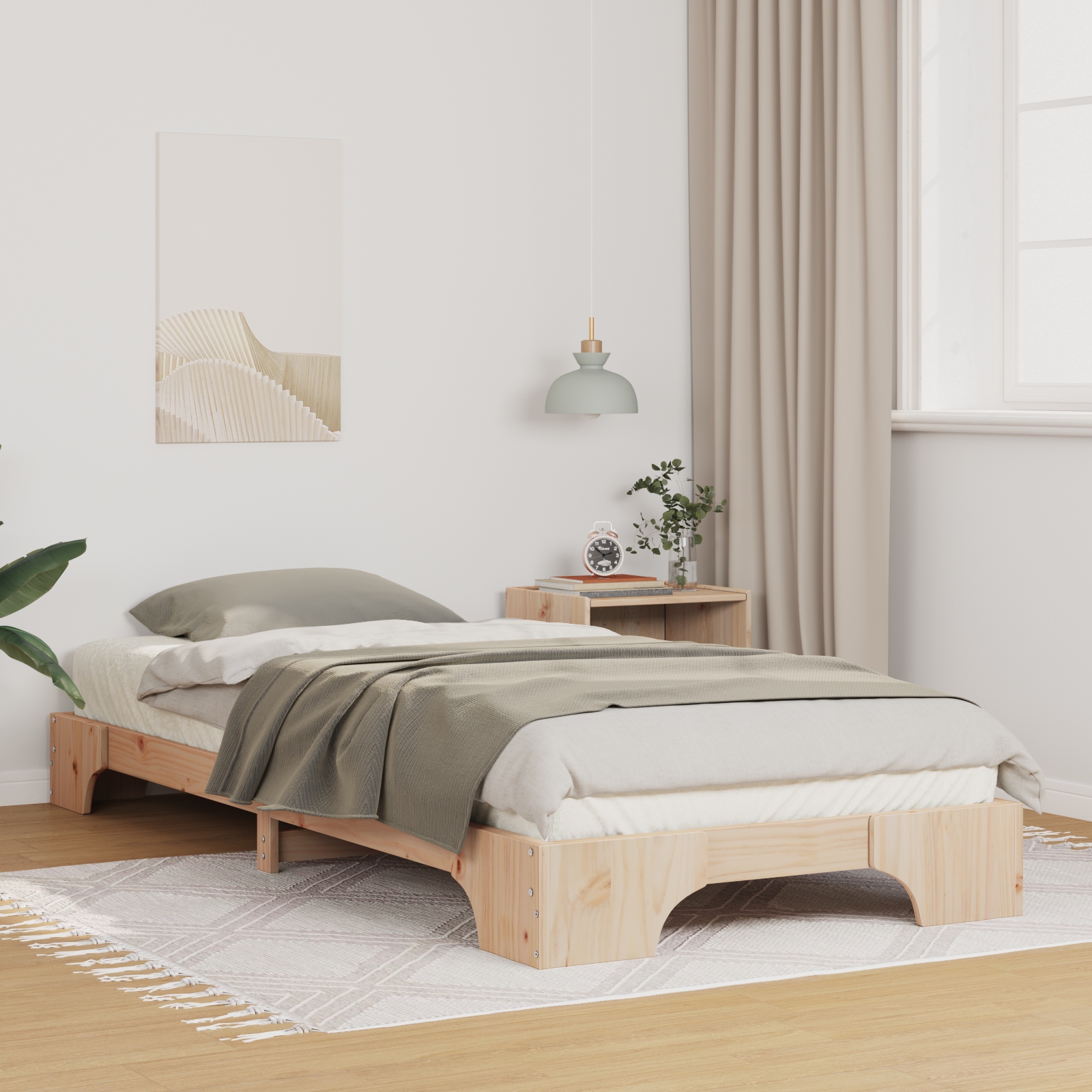 Bodenbettgestell mit Speicher Braun 80 x 210 cm Holz
