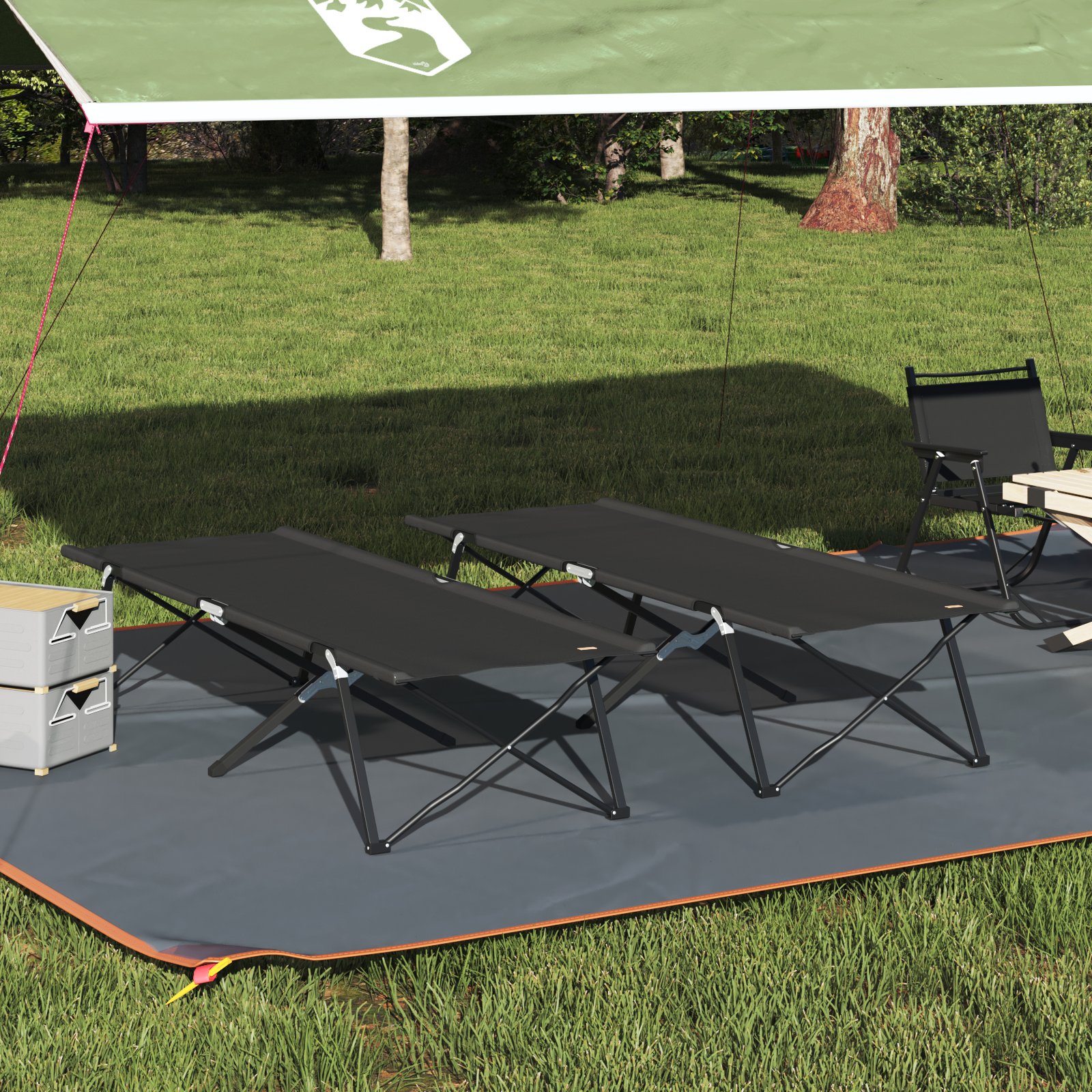Klappbare Sonnenliegen mit Tragetaschen 2 Stück Schwarz 600D Oxford Stoff Klappbare Sonnenliegen mit Tragetaschen 2 Stück Schwarz 600D Oxford Stoff