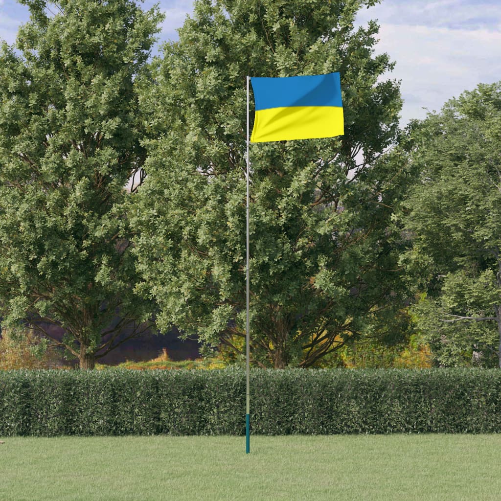 Flagge der Ukraine und Mast 5,55 m Aluminium Flagge der Ukraine und Mast 5,55 m Aluminium