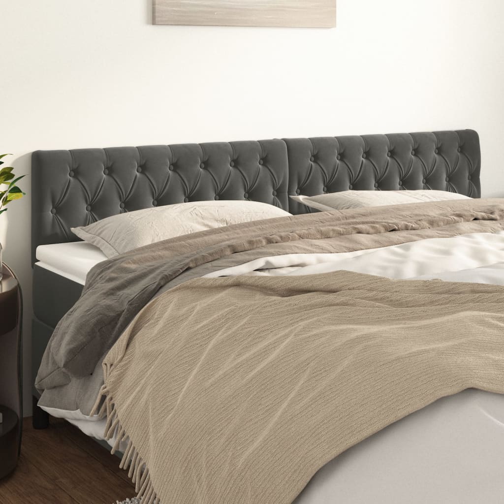 Kopfteile 2 Stk. Dunkelgrau 90x7x78/88 cm Samt Kopfteile 2 Stk. Dunkelgrau 90x7x78/88 cm Samt