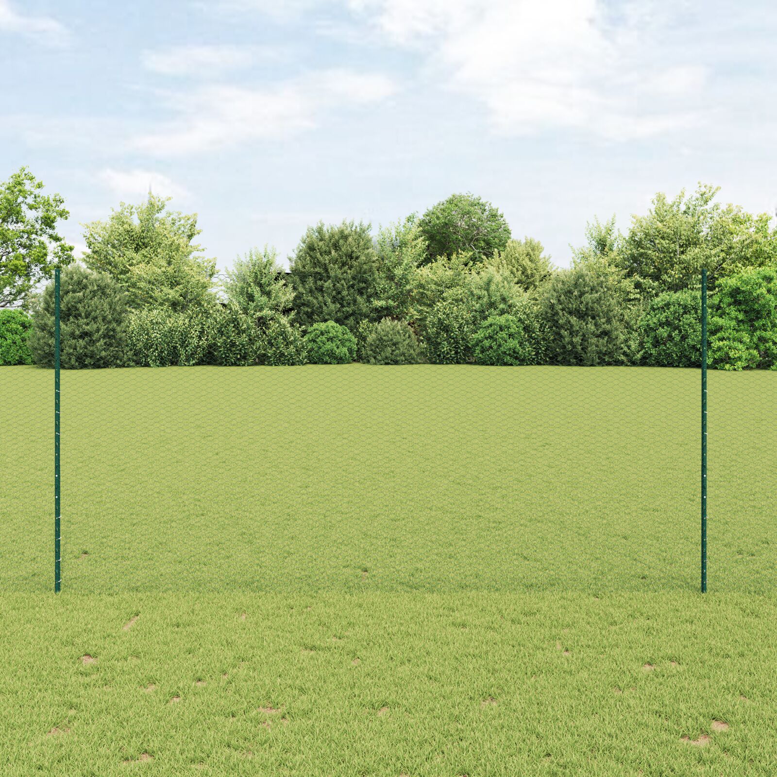 Zaunpfosten 11 Stück U-Kanal Grün 150 cm Stahl, Sechseckzaun Grün 1,5x50 m Stahl