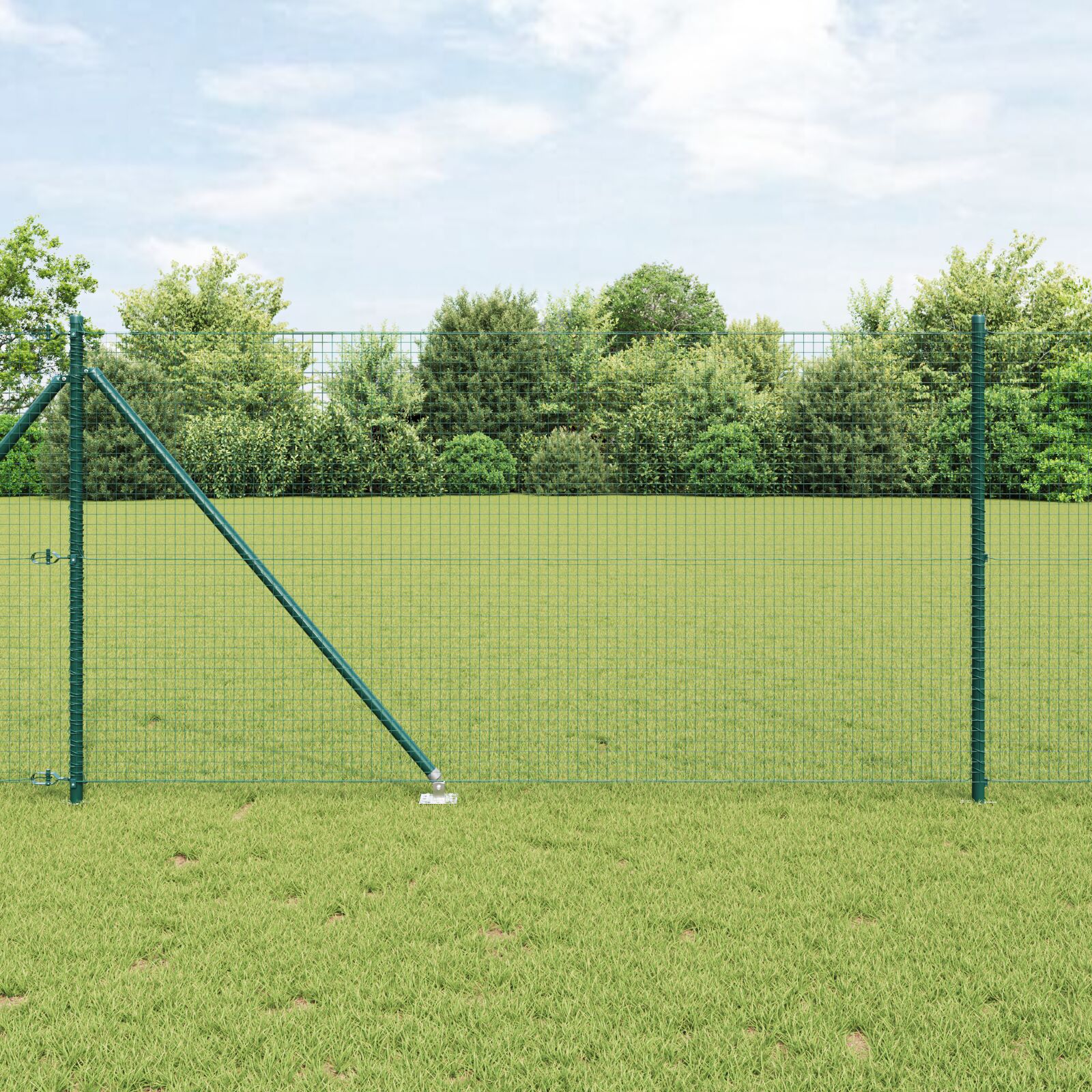 Geschweißter Drahtzaun mit 13 Erdspikes Grün 1x50 m Stahl Geschweißter Drahtzaun mit 13 Erdspikes Grün 1x50 m Stahl