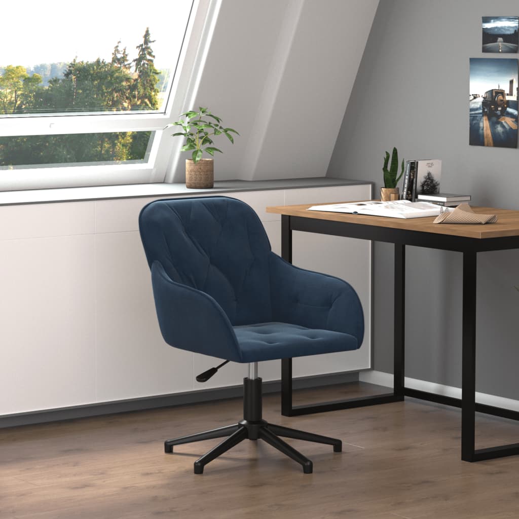 Bürostuhl Drehbar Blau Samt Bürostuhl Drehbar Blau Samt