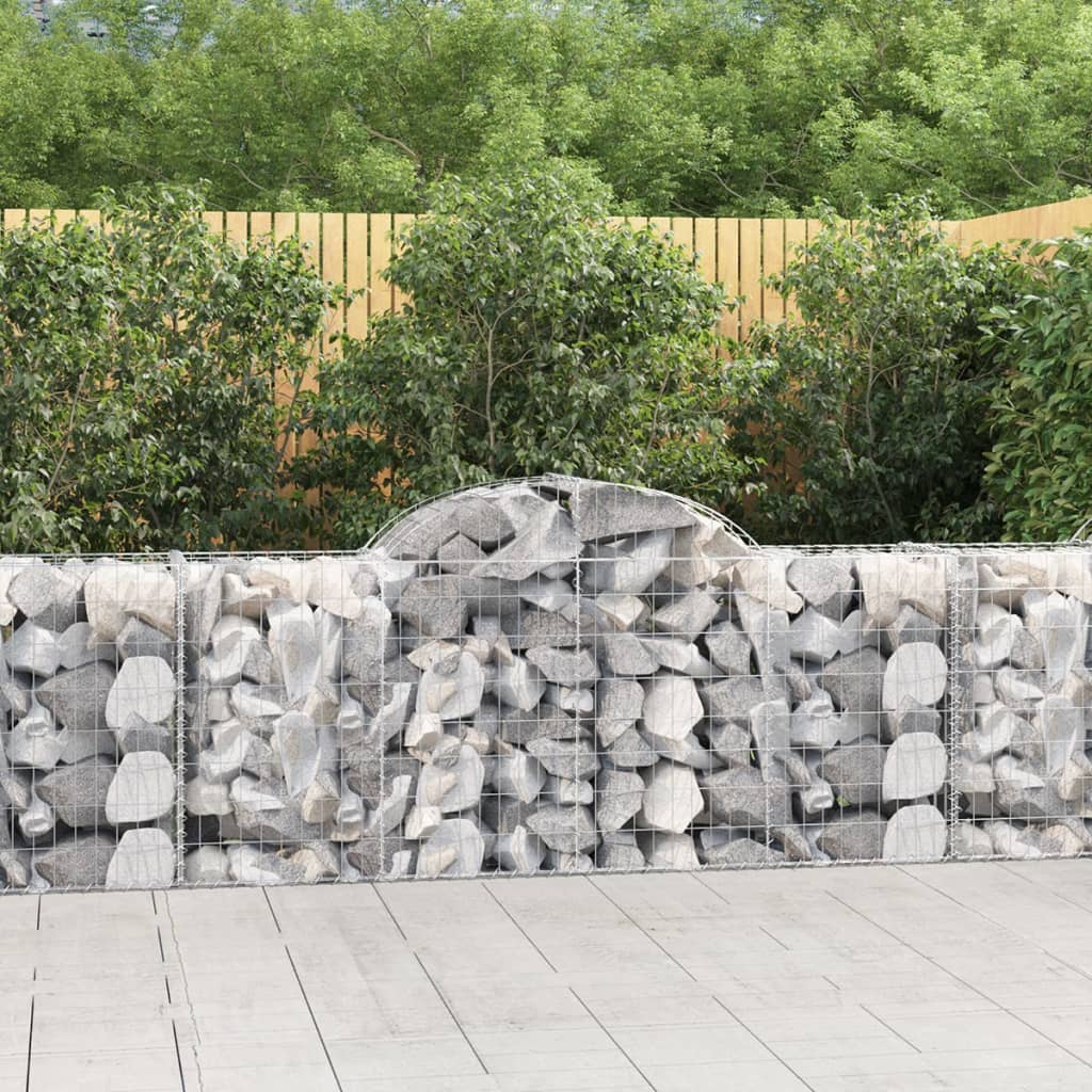 Gabionen mit Hochbogen 6 Stk. 200x50x80/100 cm Verzinktes Eisen