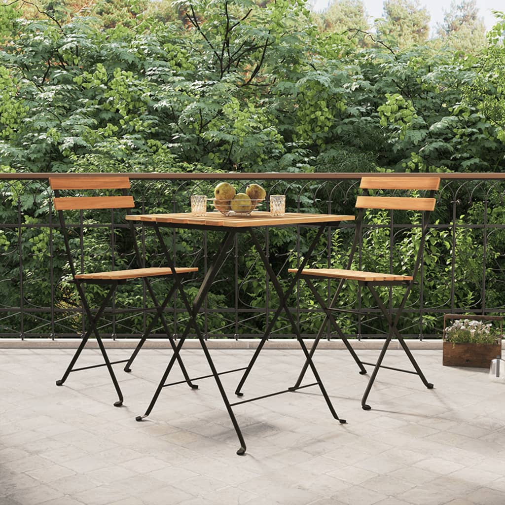 Bistrostühle Klappbar 2 Stk. Massivholz Teak und Stahl Bistrostühle Klappbar 2 Stk. Massivholz Teak und Stahl