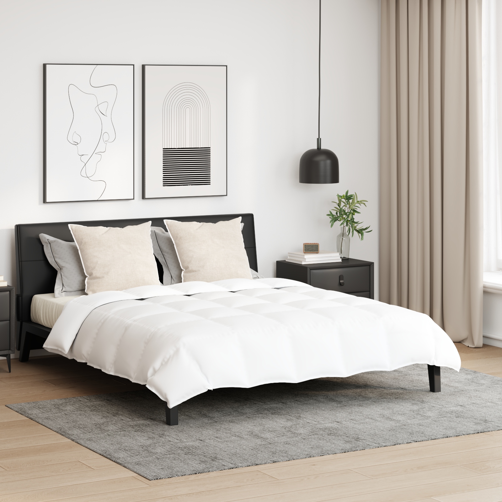 Bettdecke mit Kissen 3 pcs Weiß 240 x 220 cm Daunen