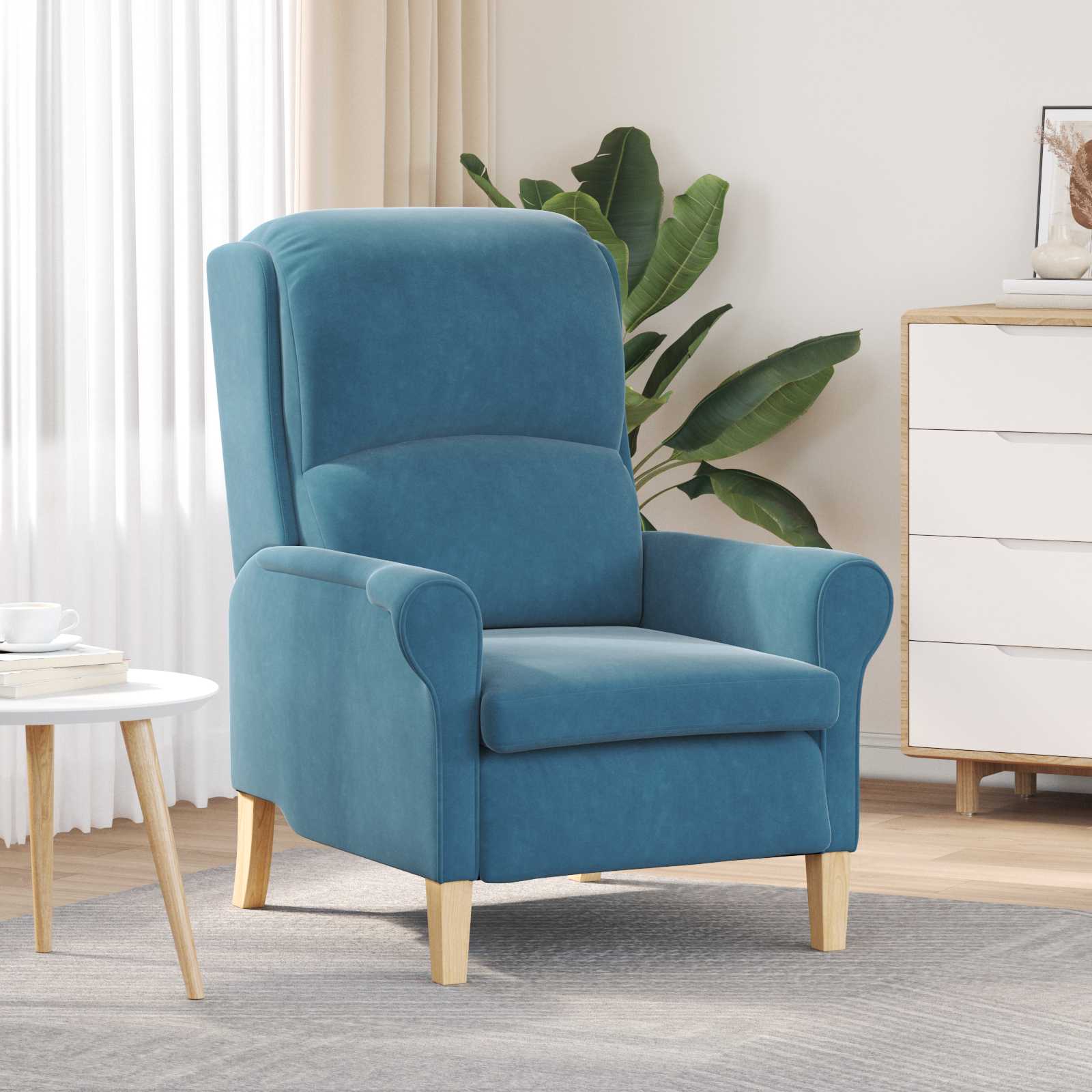 blauer Sessel Blau Stoff, Holz Standard Ergonomisch blauer Sessel Blau Stoff, Holz Standard Ergonomisch