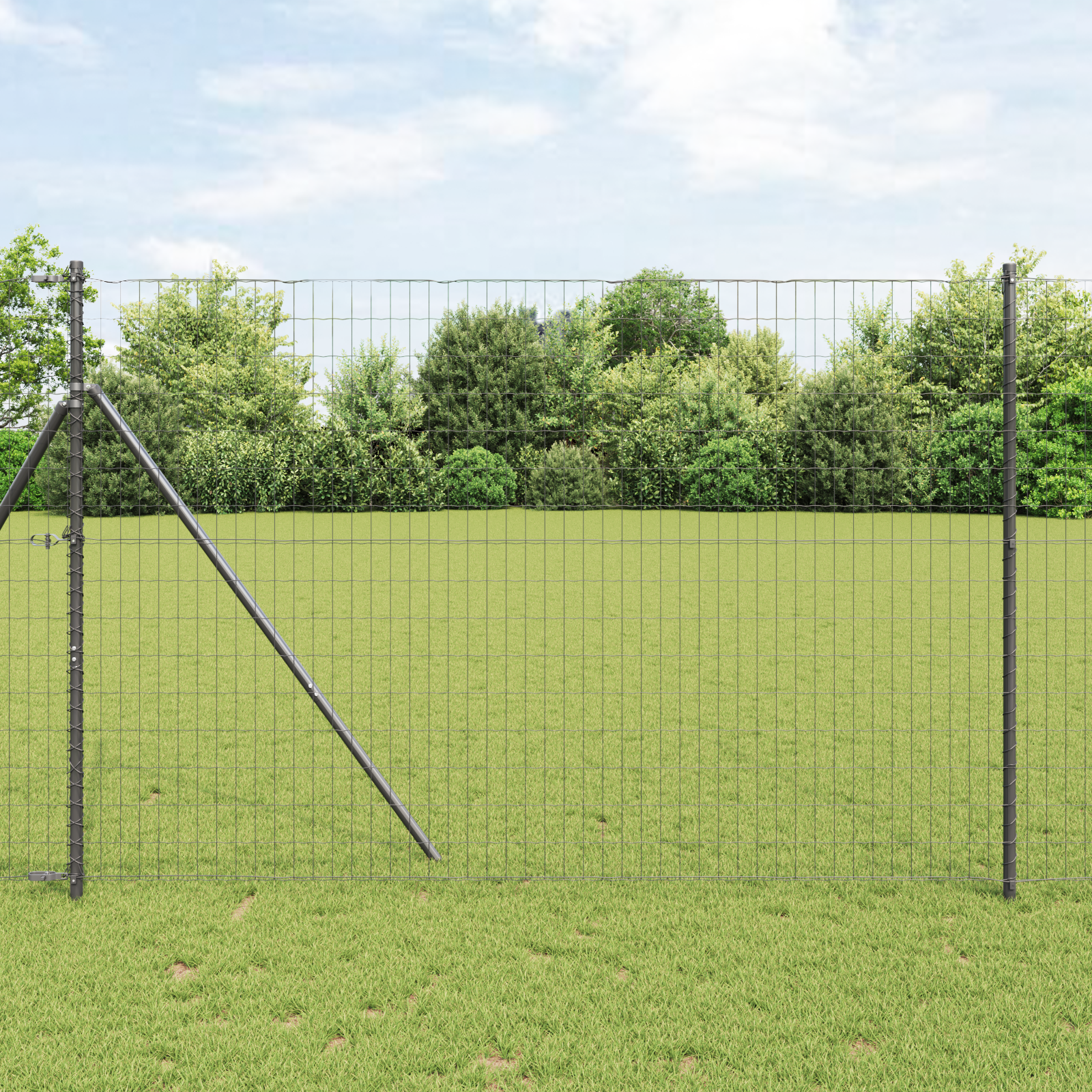 Euro Zaun mit 7 Pfosten 1,6x10 m galvanisierter Stahl Grau Euro Zaun mit 7 Pfosten 1,6x10 m galvanisierter Stahl Grau
