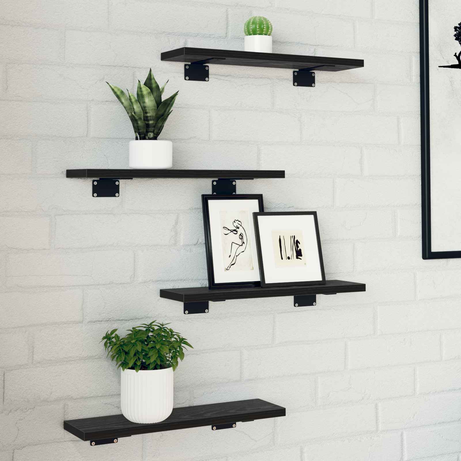 Wandmontierte Regale Schwarze Eiche MDF 40 x 10 x 1,5 cm Wandmontierte Regale Schwarze Eiche MDF 40 x 10 x 1,5 cm