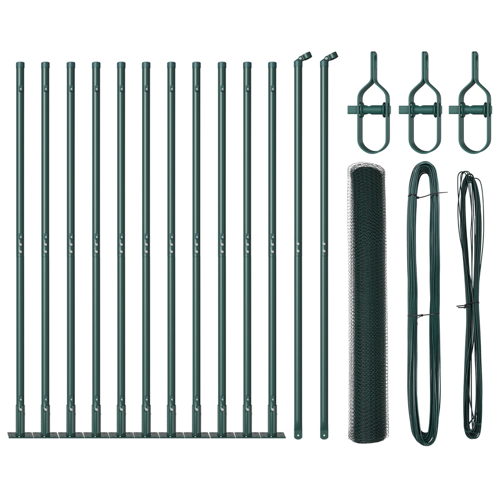 Zaun Set Set von 2 Waldgrün Metall, Kunststoffbeschichtung