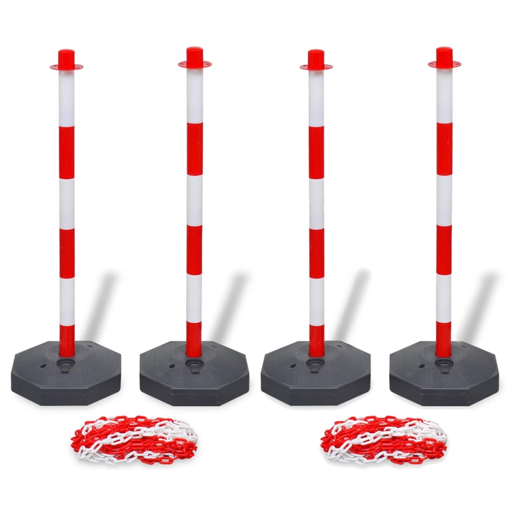 Set von 4 Absperrpfosten und 2 Kunststoff-Ketten von je 10 m Set von 4 Absperrpfosten und 2 Kunststoff-Ketten von je 10 m