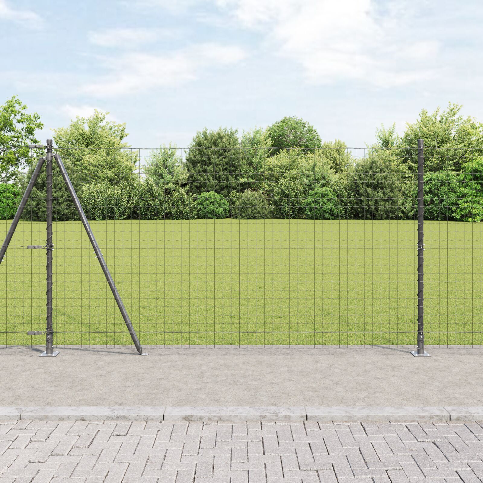 vidaXL Zaunpfosten Set mit 104 Grau Beton, Metall 3,2 x 3,2 x 78,5 cm