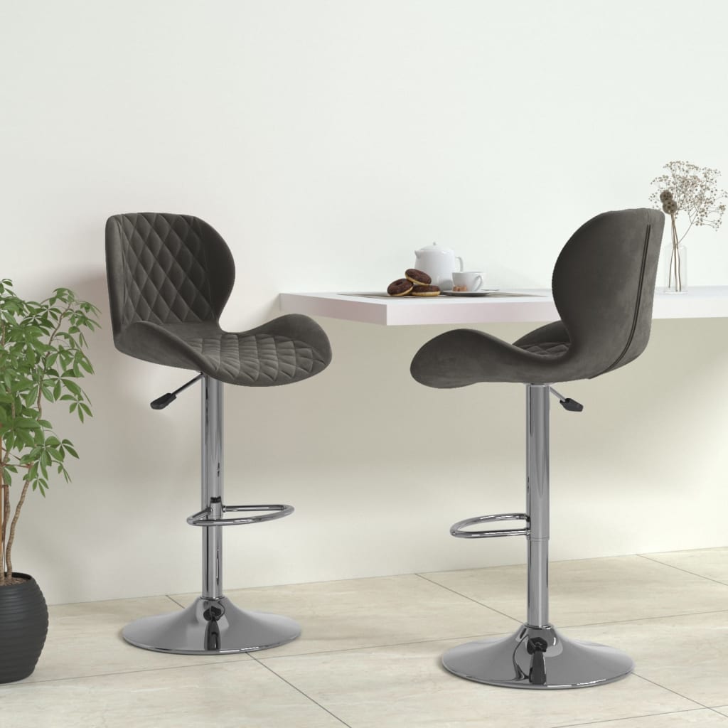 Barhocker 2 Stk. Dunkelgrau Samt Barhocker 2 Stk. Dunkelgrau Samt