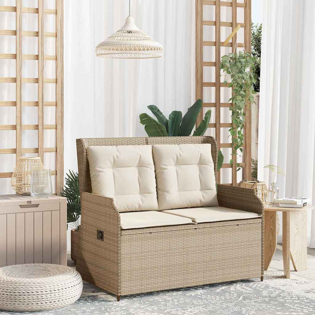 Gartenbank mit Kissen Beige Poly Rattan Gartenbank mit Kissen Beige Poly Rattan