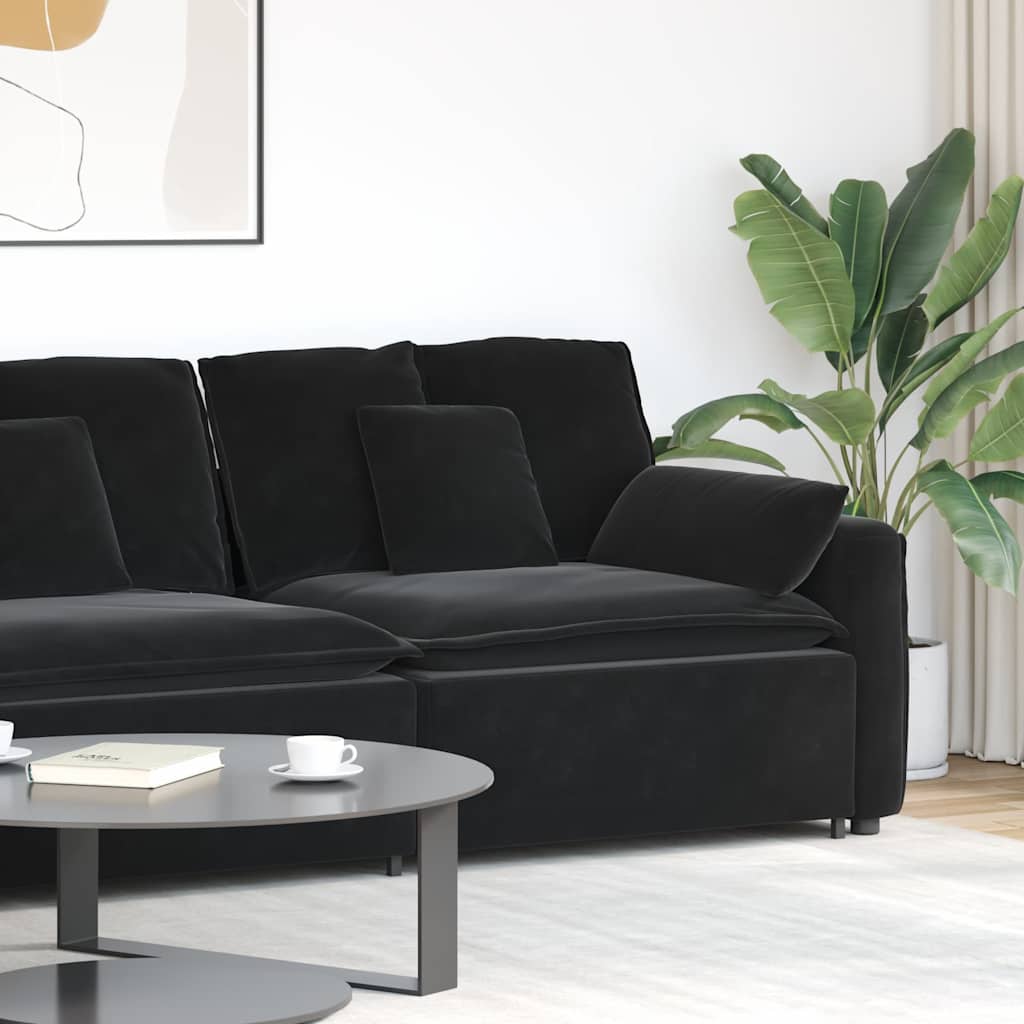 Modulares Sofa Endmodul mit Armlehne Kissen Schwarz 100 cm Modulares Sofa Endmodul mit Armlehne Kissen Schwarz 100 cm