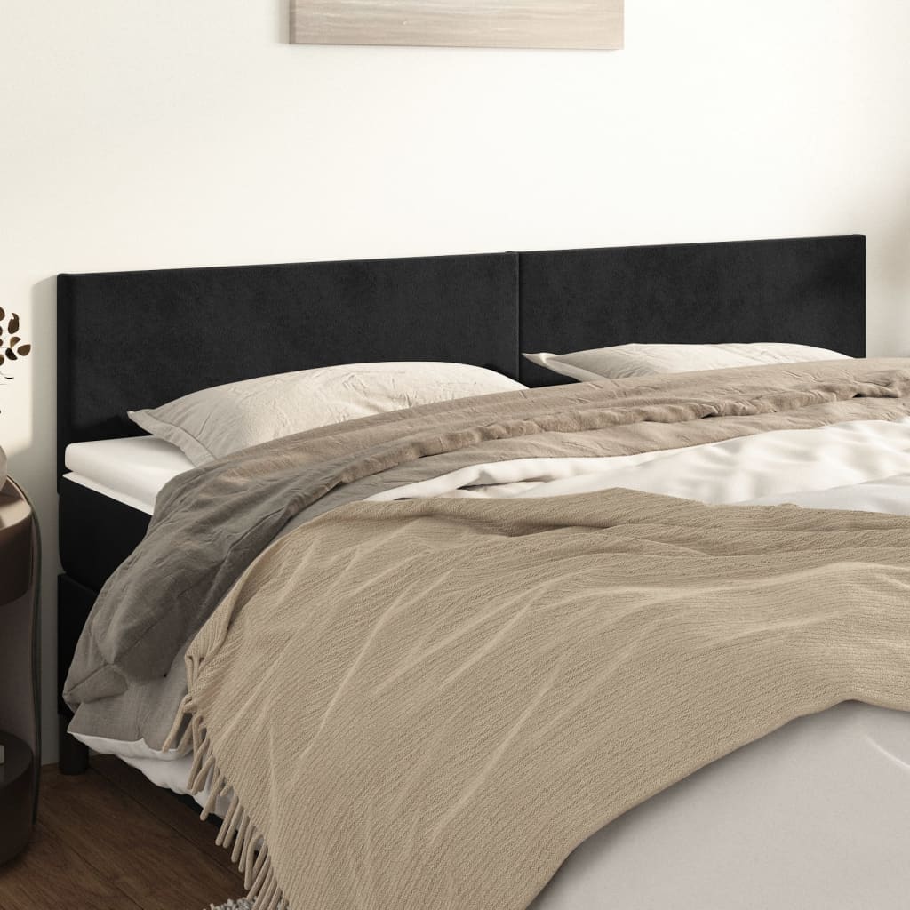 Kopfteile 2 Stk. Schwarz 100x5x78/88 cm Samt Kopfteile 2 Stk. Schwarz 100x5x78/88 cm Samt