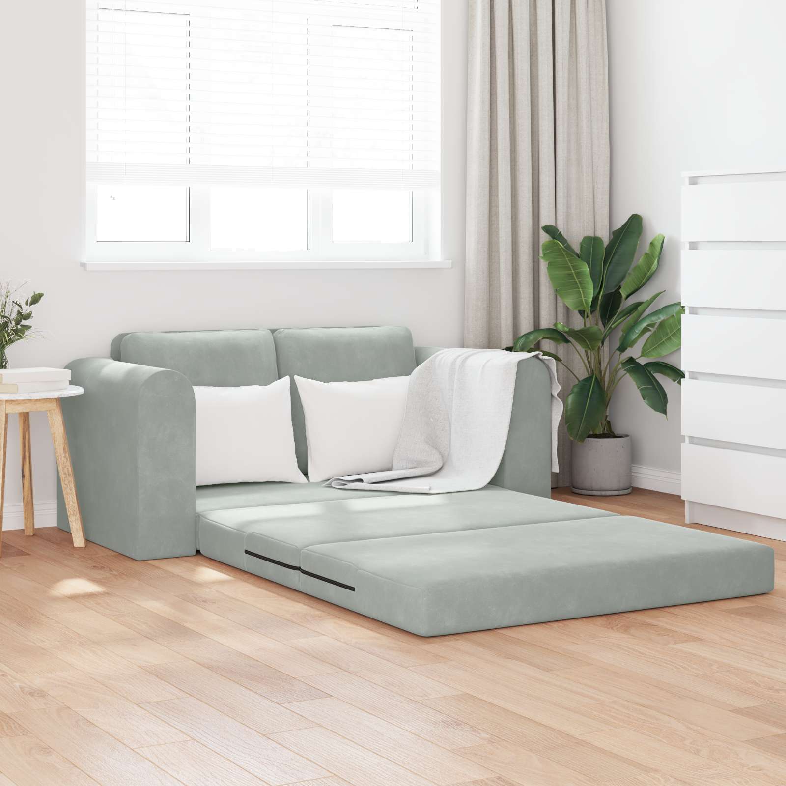 Boden Sofa Bett 2-in-1 Hellgrau 148x71x83 cm Velvet Boden Sofa Bett 2-in-1 Hellgrau 148x71x83 cm Velvet