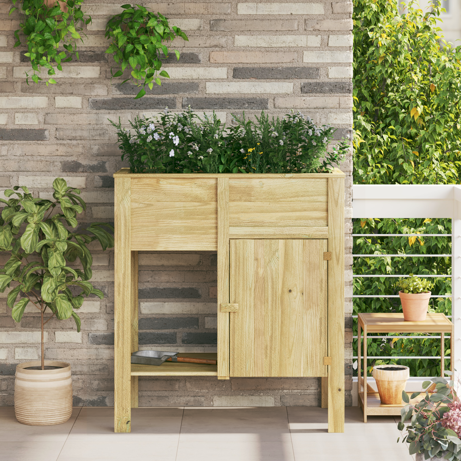 Gartenhochbeet mit Stauraum 85x46x96 cm behandeltes Holz Kiefer Gartenhochbeet mit Stauraum 85x46x96 cm behandeltes Holz Kiefer
