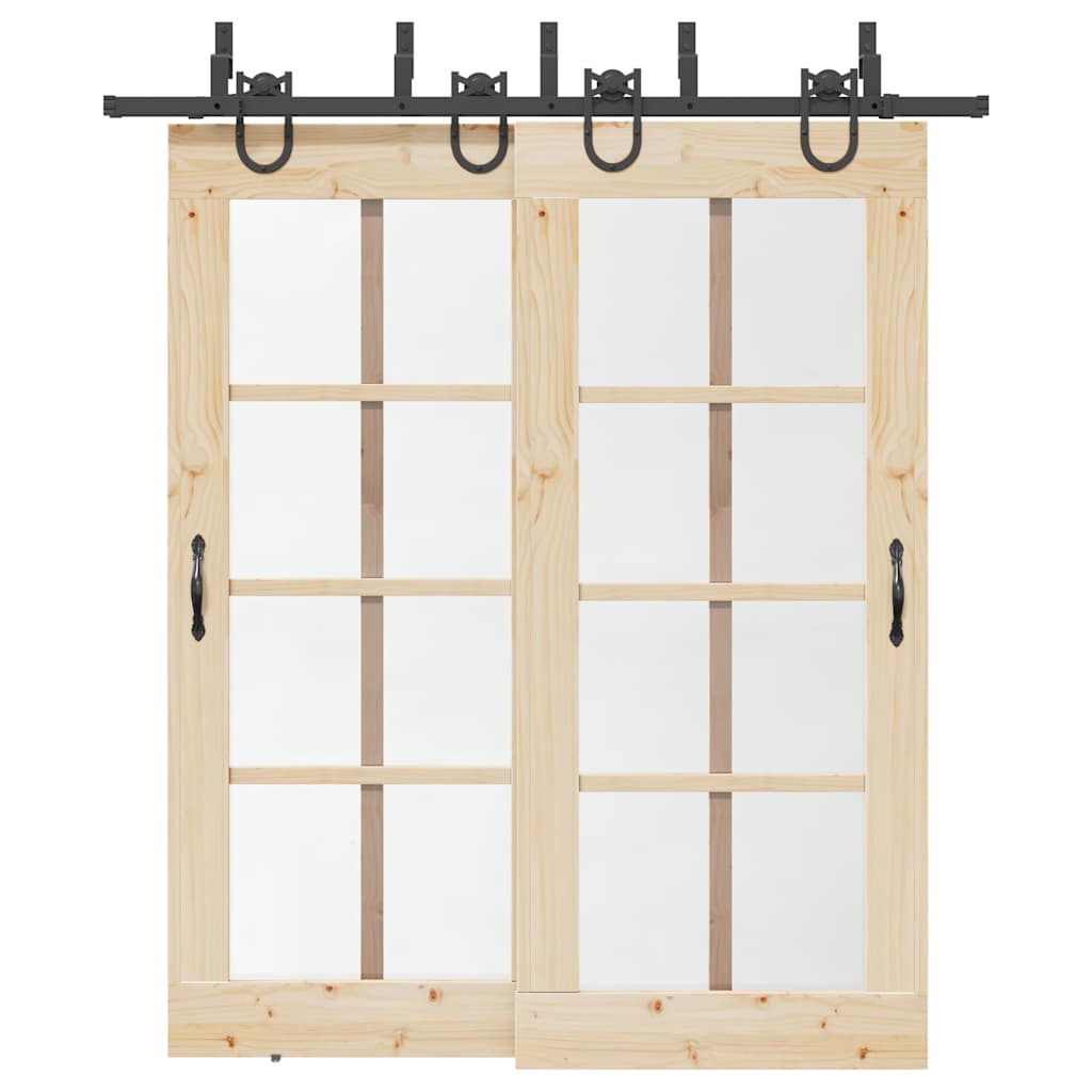 Schiebetürbeschlag-Set 200 cm Stahl Schwarz Schiebetürbeschlag-Set 200 cm Stahl Schwarz