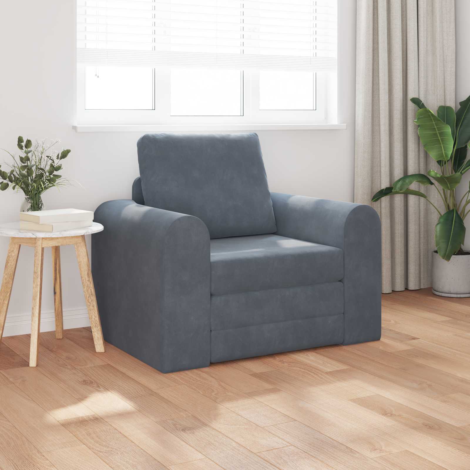 Boden-Schlafsofa 2-in-1 Dunkelgrau 98x71x83 cm Samt Boden-Schlafsofa 2-in-1 Dunkelgrau 98x71x83 cm Samt