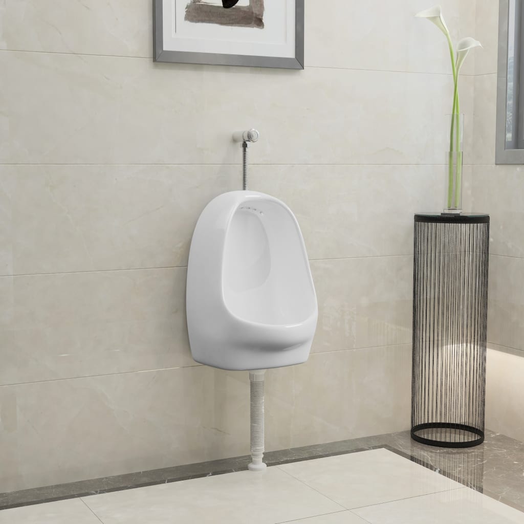 Wandurinal mit Spülventil Keramik Weiß Wandurinal mit Spülventil Keramik Weiß