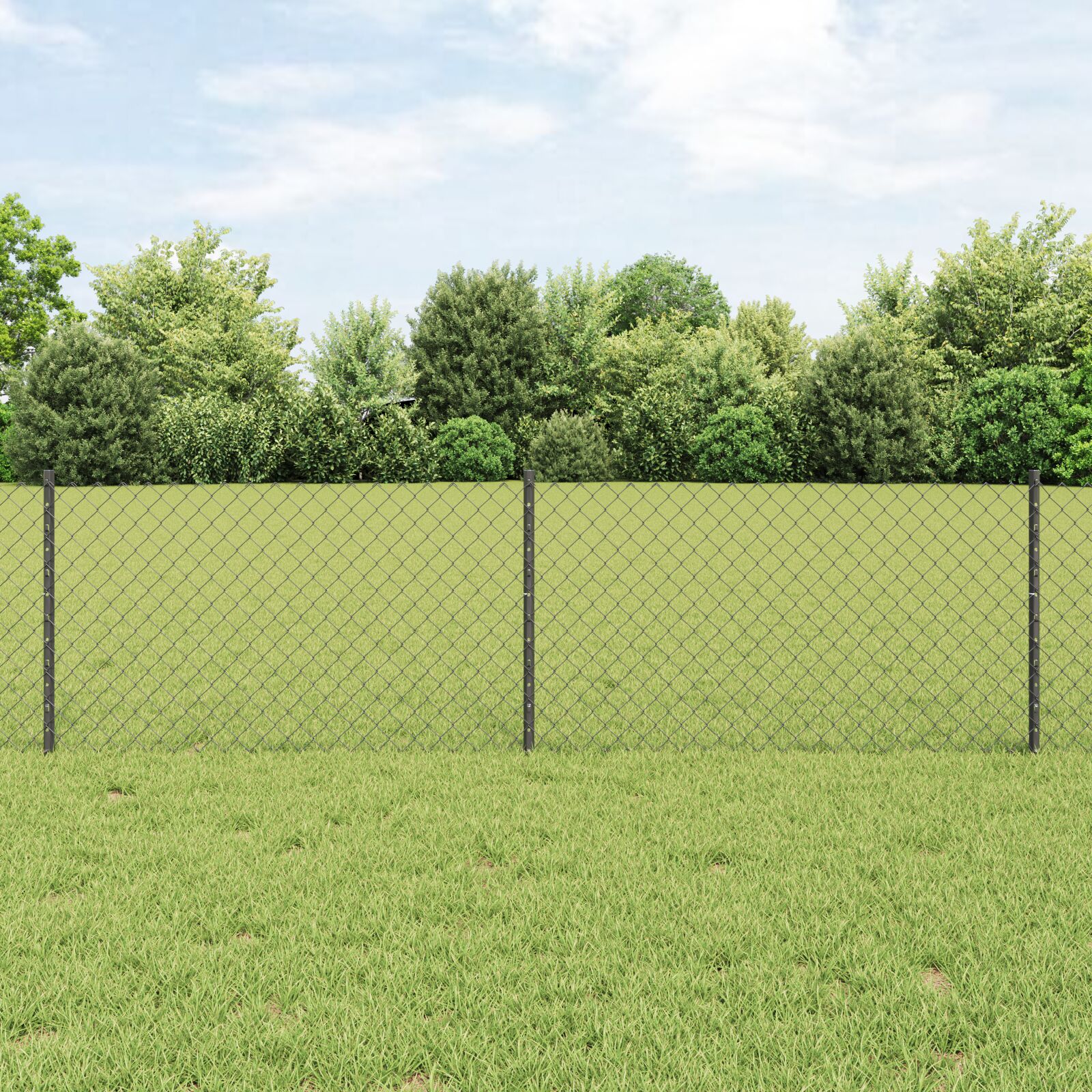 Drahtzaun mit 10 U-Pfosten Grau 0,6x10 m Stahl
